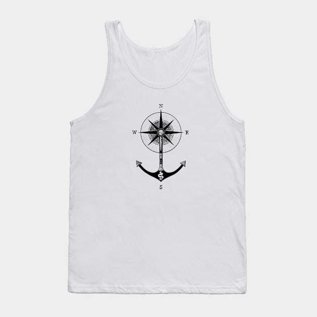 Compass Black And White Illustration Tank Top by Brokoola